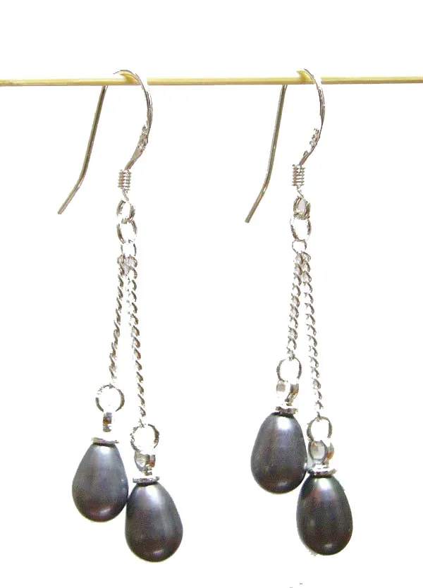 10 pares / lote preto brincos de pérola prata gancho dangle candelabro para DIY artesanato moda jóias presente c2