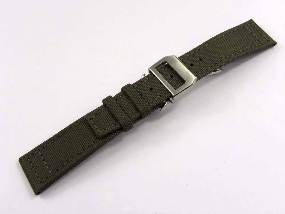 20 21 22mmGreen Black Nylon Fabric Leather Band Wrist Watch Band Strap Belt 316L Stainless Steel Buckle Deployment Clasp244v