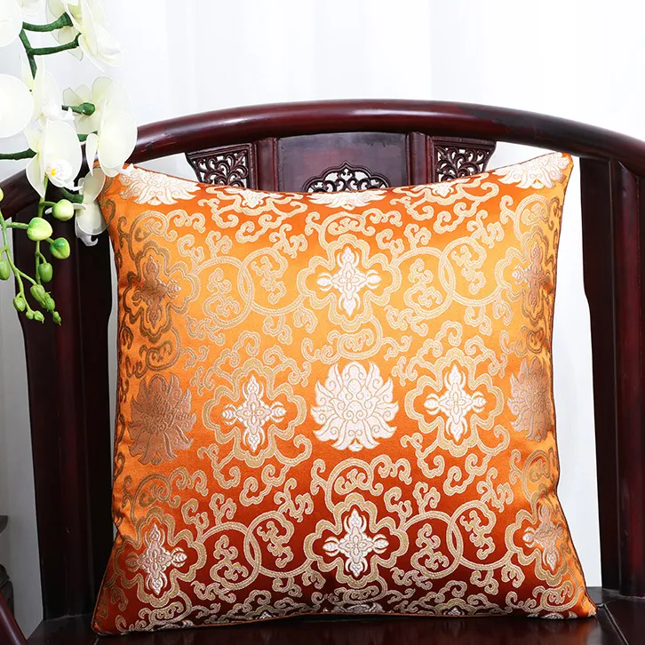 Custom Lucky Flower Vintage Pillow Cushion Cover Christmas Decorative Chinese Silk Cushions Car Sofa Chair Square Cushion Back support Pillows