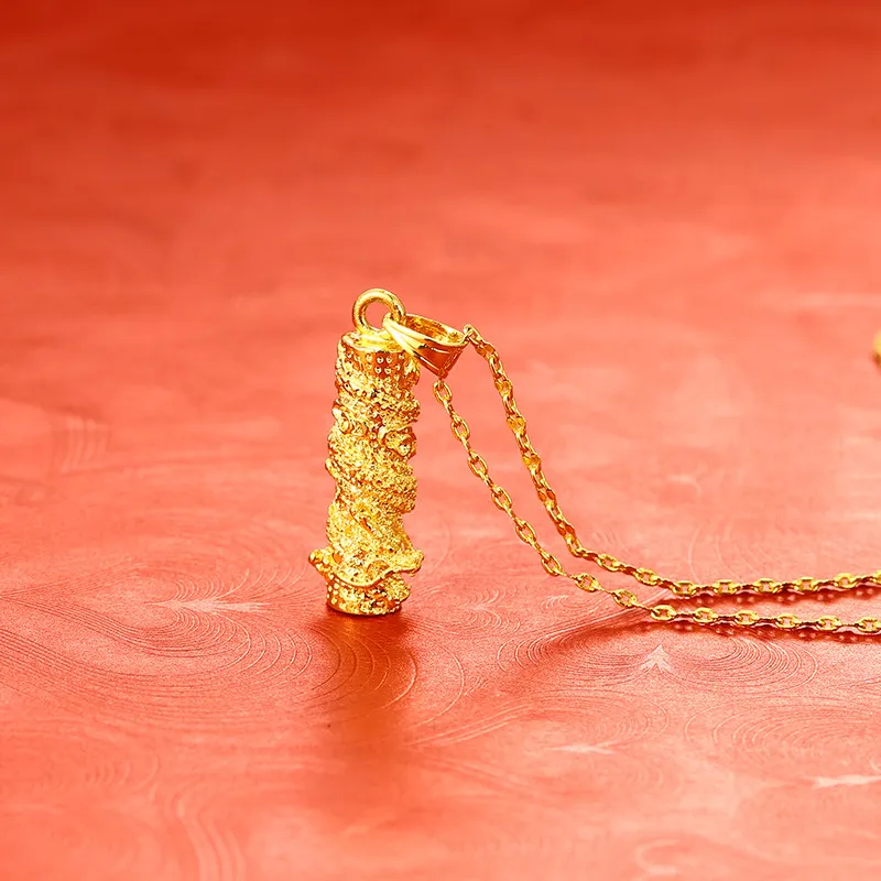 Vogue Herren-Halskette mit 18 Karat Gelbgold gefüllt, massiv, ohne Stein, mit Drachensäulen-Anhänger, Schmuck, 10G322s