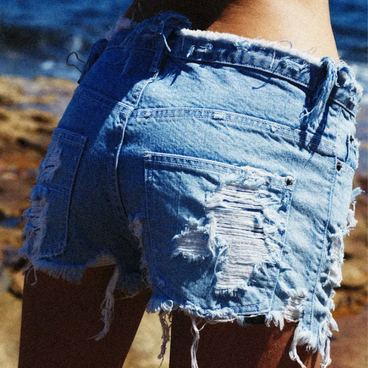 Buona A ++ Cowboy Shorts Femminile Esplosione Jeans da donna Modelli Femmine Foro Buco Burr Beat Pants Beach Tide JW013 Womens Jean