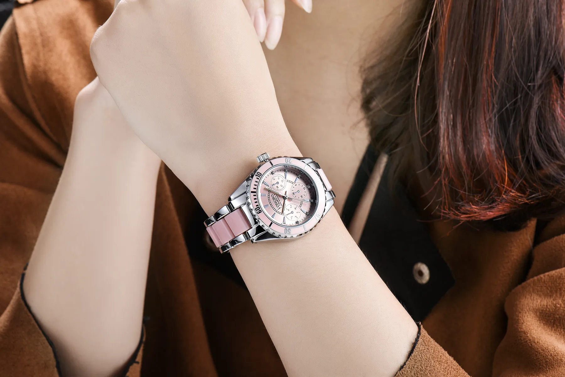 Skilove8 Zalecane wysokiej jakości Longbo trójoy stalowy pasek ceramiczny damski strój zegarek męski Wodoodporny lumin171n