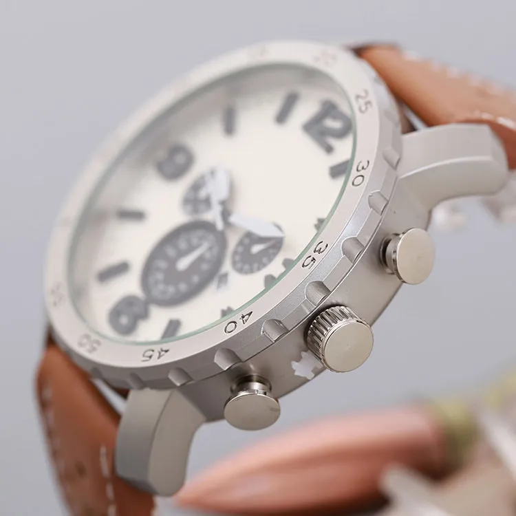 2017 NIEUWE BIG Big Dial Luxury Design Men Bekijk Fashion Leather Riem Quartz Watches Montre Clock Relogio Relojes de Marca Sports Pols W205C
