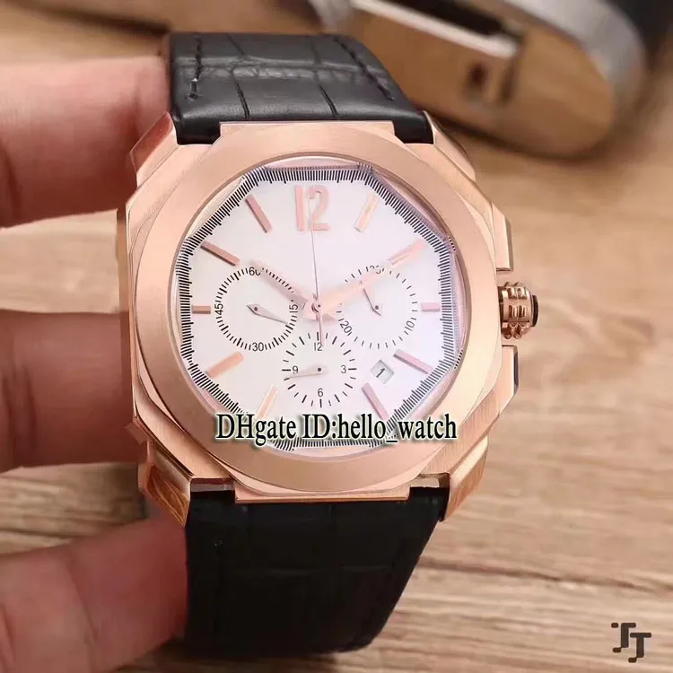 Cheap New OCTO Velocissimo 102115 BGOP41BGLDC Rose Gold Japan VK Quartz Chronograph Mens Watch Rubber Strap Cheap New Gents Watche278S