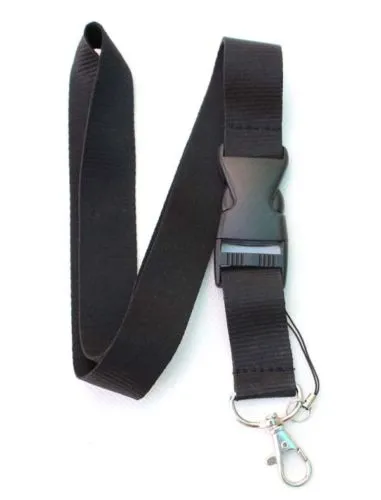 Popular Solid Black Neck Lanyard Strap Badge ID Detachable Keychain Cell Holder New2731