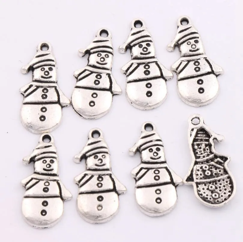 Prezenty świąteczne Snowman Winter Charm Beads 12 4x25 mm Zabytkowe srebrne wisiorty mody biżuterii DIY L772262E