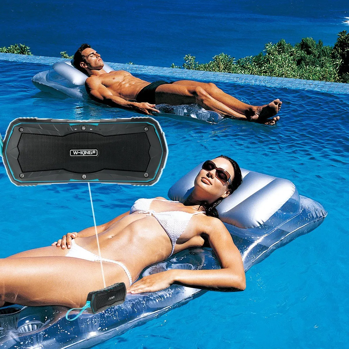 Wholesale W-king S9 Outdoor Waterproof Bluetooth Speaker Portable Wireless Hands-free Stereo Speaker Power Bank 4000mAh charge mobile phones