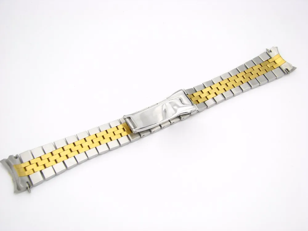CARLYWET 20mm 316L acier inoxydable jubilé argent bicolore or Bracelet de montre Bracelet solide vis liens courbé End288L