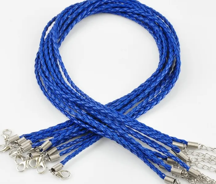 In Stock 3MM 18 lobster clasp knit mixed color Leather Braid Rope Necklace For diy Jewelry Making findings334Z