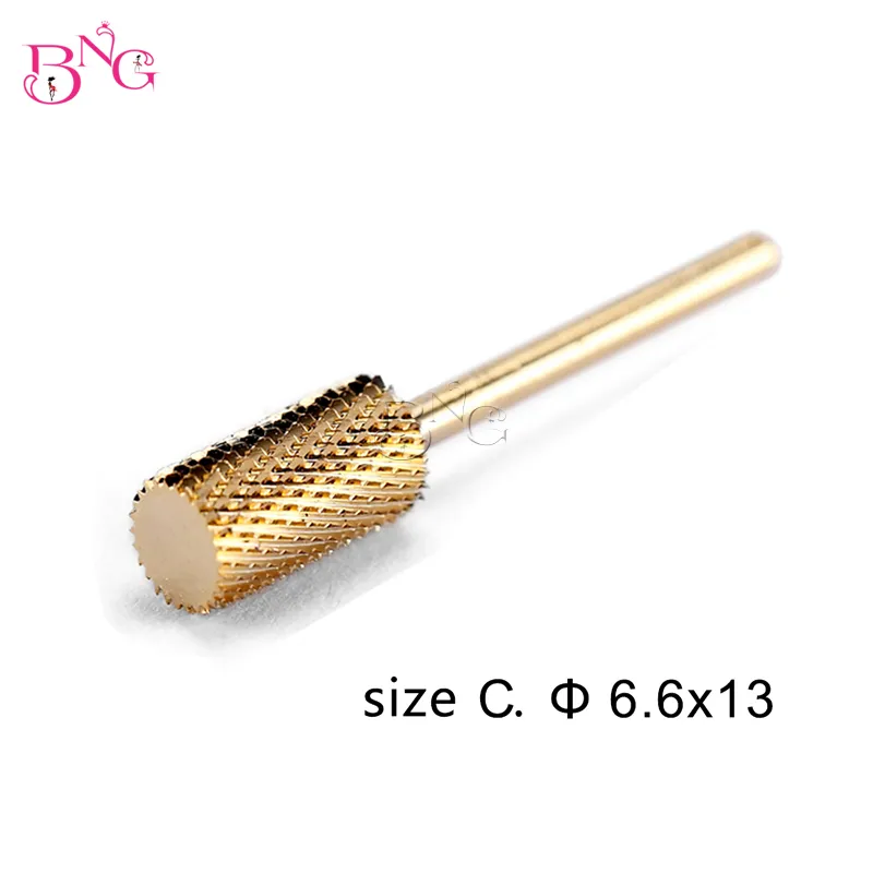 Different Size Granding Nail Drill Bits Golden Steel Carbide Material Manicure Pedicure Nail Drills