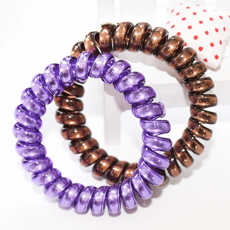 2017 Frauen farbenfrohe Haarbandgirlbonbon Farbe große Telefonkabel Stirnbänder elastische Pferdeschwanzhalter Haarring Los Durchmesser 270y