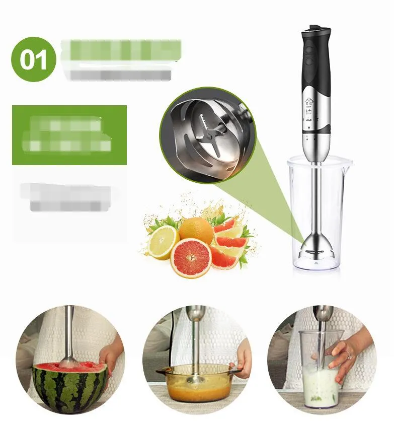 M-08 Multifunctional Household 850W Electric Stick Blender Hand Blender Egg Whisk Mixer Juicer Meat Grinder Food Processor