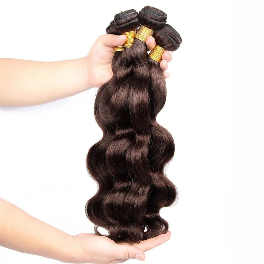 Malaysian Human Hair Bundles #2 Dark Brown Body Wave Virgin Hair Wefts Chocolate Colored Body Wave Hair Extensions Macho Colored 