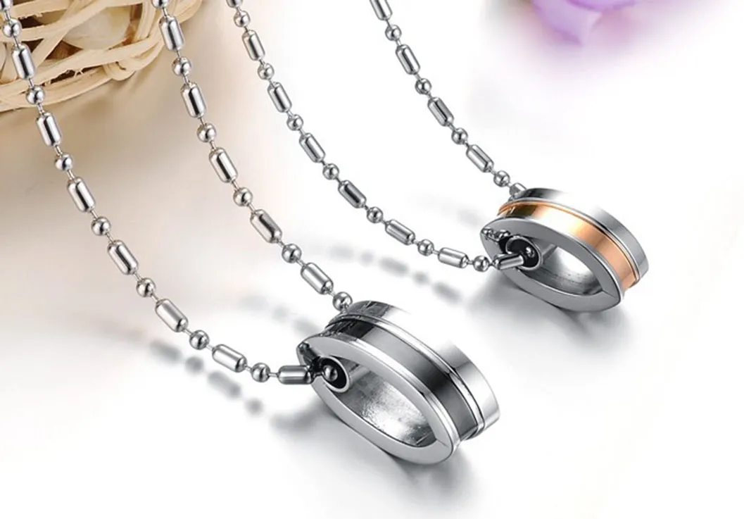 Новый титановый кулон ожерелья прибытие краткий изысканный подарок моды для любовника пара цепи Бесплатная доставка эллиптический кулон