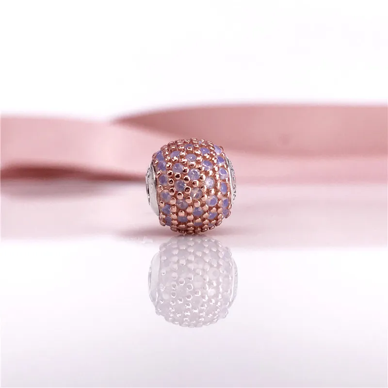 LOVE ESSENCE COLLECTION Charm In Rose Gold With Silver Core And Opalescent Pink Crystal Fit For European Jewelry Bracelets 796064NOP