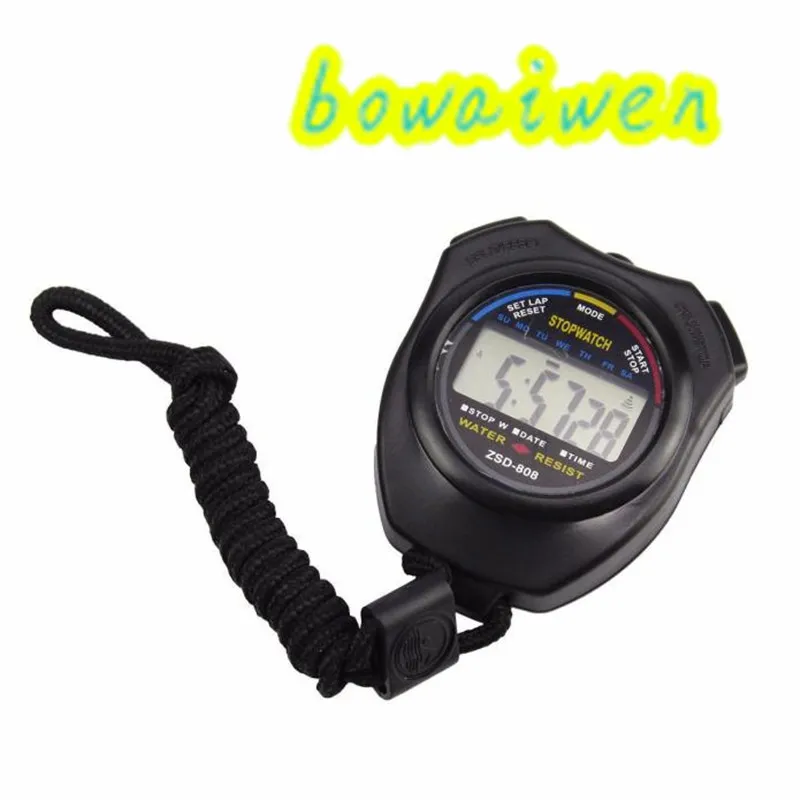 الكامل Bowaiwen #0057 مقاوم للماء LCD LCD Crongatch Timer Timer Counter Sports Alarm1210O