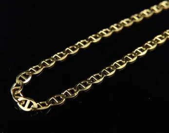 Men's 10K Solid Yellow Gold 2 5MM Flat Mariner Link Style Chain 16-24 Inches2872