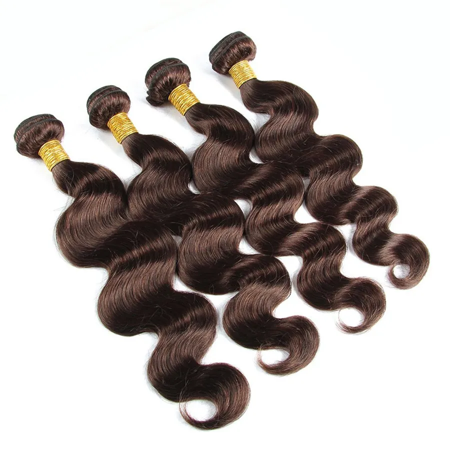 Malaysian Human Hair Bundles #2 Dark Brown Body Wave Virgin Hair Wefts Chocolate Colored Body Wave Hair Extensions Macho Colored 