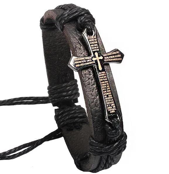 / Mélange Couleurs Bible Cross Cross Cuir Bracelets Bracelets pour Craft Bijoux Cadeau LW8