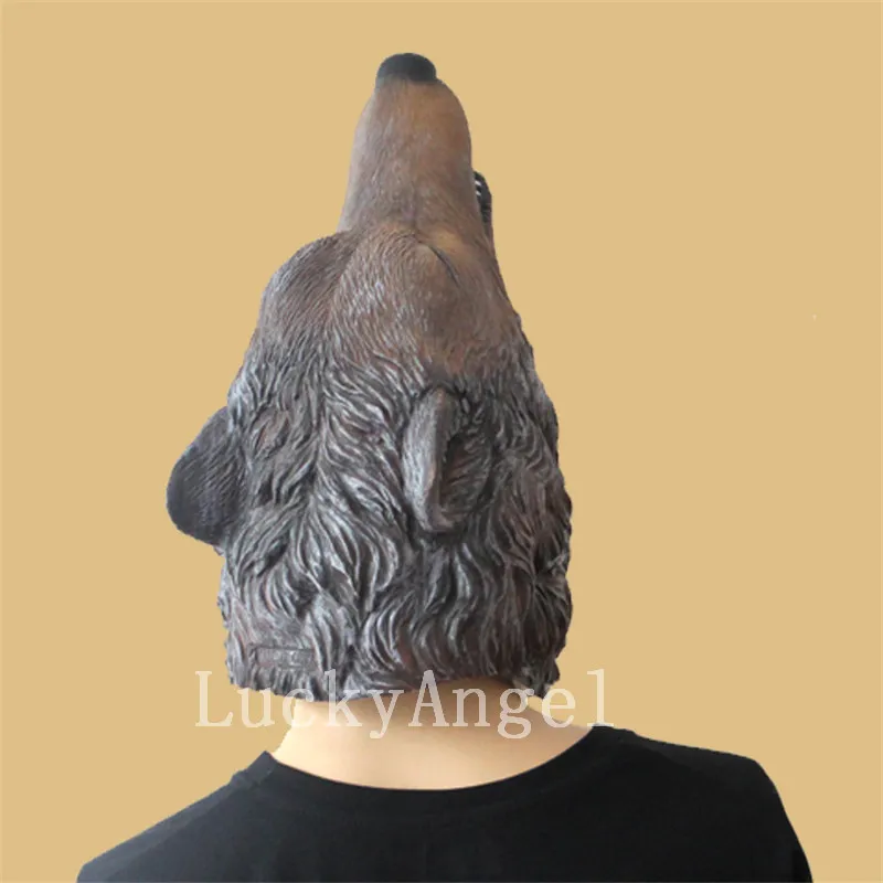 Wholesale 2017 New Adult Animal Costume Creepy Adult Full Head Latex Rubber Wolf Dog Mask Halloween Cosplay Custome Props 