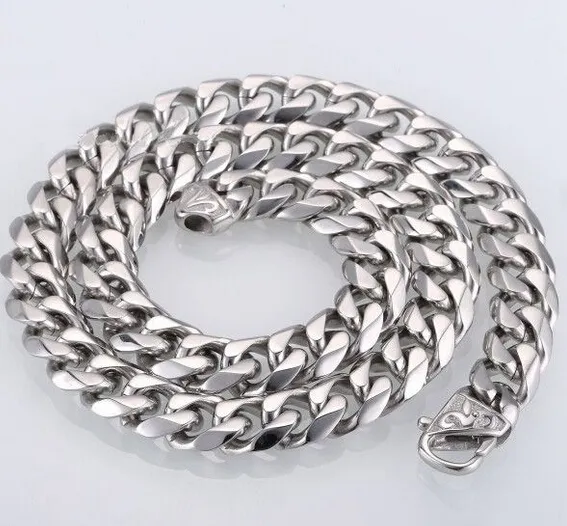 Jóias de alta qualidade aço inoxidável 316l masculino 13mm 15mm curb chain link colar fecho vintage para presentes masculinos 20 in286e