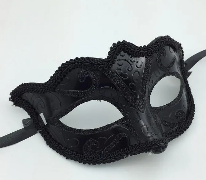 Black Venice Masks Masquerade Party Mask Christmas Gift Mardi Gras Man Costume Sexig spets fransad Gilter Woman Dance Mask G5632746