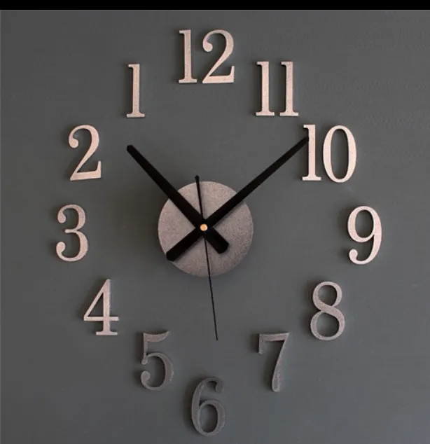 Mode Creative Reversal of the Clock Time Back Metal Texture verkligen 3D Stereo Diy Wall Clock3204