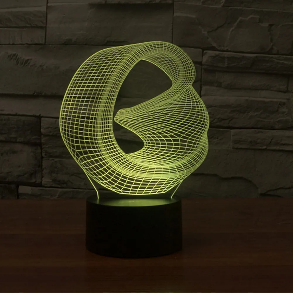 Zniekształcona przestrzeń 3D Streszczenie Niesamowita iluzja optyczna 3D Efekt 7 Zmiana koloru dotyk Botton LED Lampka stołowa Noc LIG242C