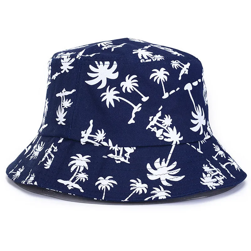 Весна-лето, мужчины, женщины, пляжные широкополые шляпы от солнца с узором кокосовой пальмы, шляпы-ведра для взрослых, туристическая шляпа на открытом воздухе, рыбацкая шляпа GH-43283u