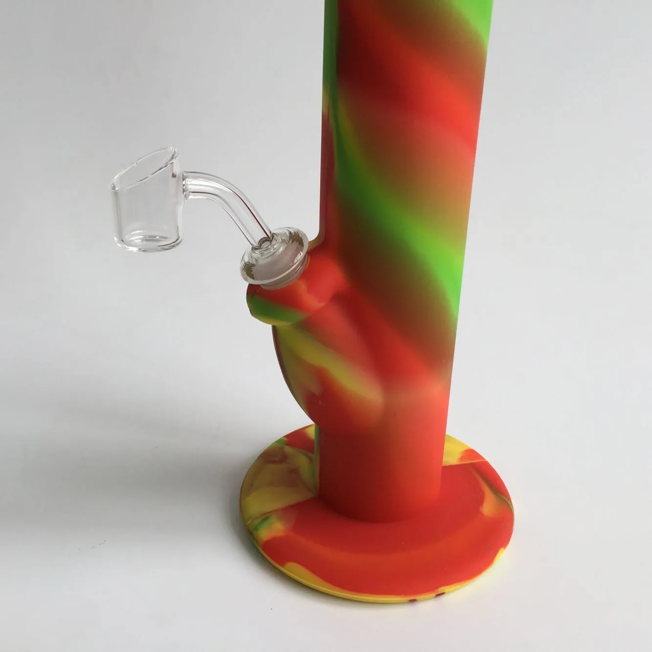 Colorful Silicone Bong 14.2 inch 14.4 mm Joint silicone water pipe with 2mm 45 degree quartz banger and glass downstem 