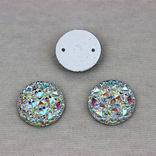 12mm 300st Crystal AB Acrylic Flat Back Round Circle Shape Acrylic Rhinestone Sew på 2 Hole1961