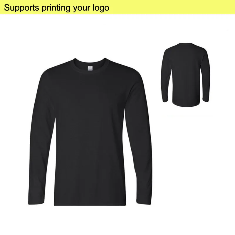 Stampa LOGO Uomo T-shirt Top T-shirt nera Blank T-shirt a maniche lunghe adulto Taglie forti manica lunga adulto Euro Cotone Materiale