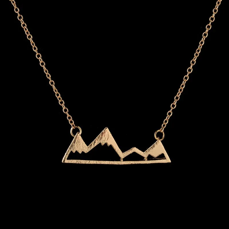 Moda montanha picos colares paisagem geométrica personagem pingente colares galvanoplastia banhado a prata colares presente f308y