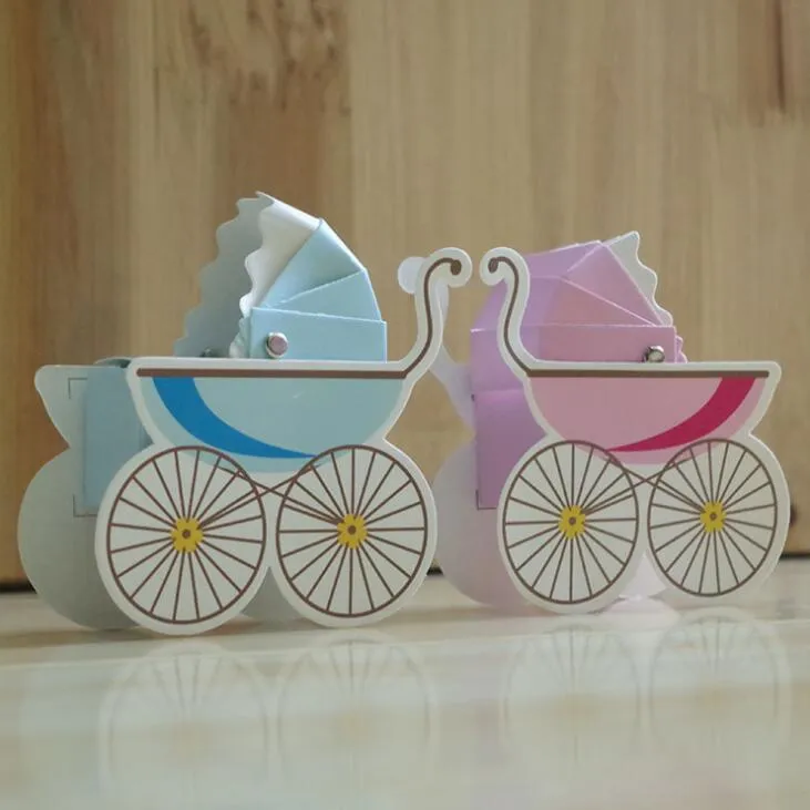 Sevimli Bebek Sepeti Şekli Şeker Boix Bebek Arabası Düğün Doğum Günü Partisi Tatlı Çikolata Kutuları Düğün Şekeri