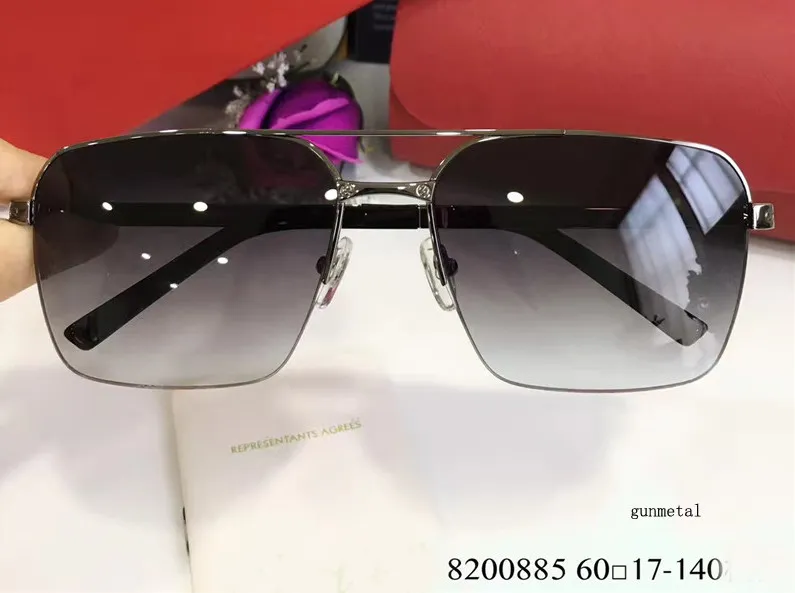 Mens Square gold grey Gradient Lens Sunglasses Half Frame Square sunglasses shades New with Box274w