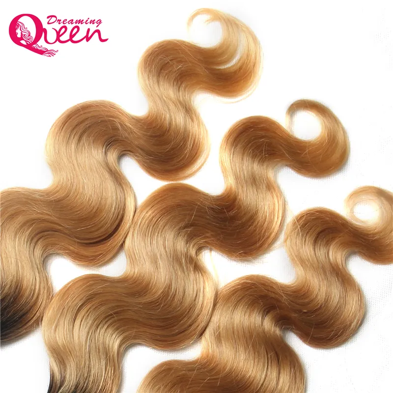 #T1B 27 Honey Blonde Ombre Color Brazilian Body Wave Hair Bundles Brazilian Virgin Human Hair Weaves Ombre Hair Extensions