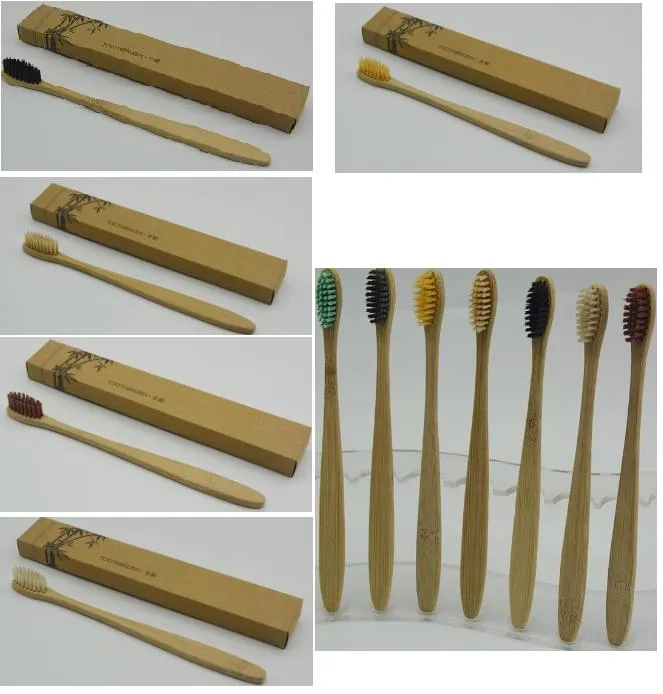 New Fashion Bamboo Toothbrush Crown Environmentally Toothbrush Bamboo Toothbrush Soft Nylon Capitellum Bamboo Toothbrushes for Hotel