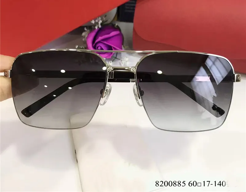 Mens Square gold grey Gradient Lens Sunglasses Half Frame Square sunglasses shades New with Box274w