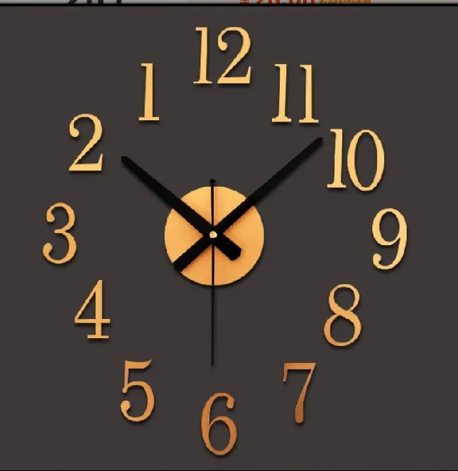 Mode Creative Reversal of the Clock Time Back Metal Texture verkligen 3D Stereo Diy Wall Clock3204