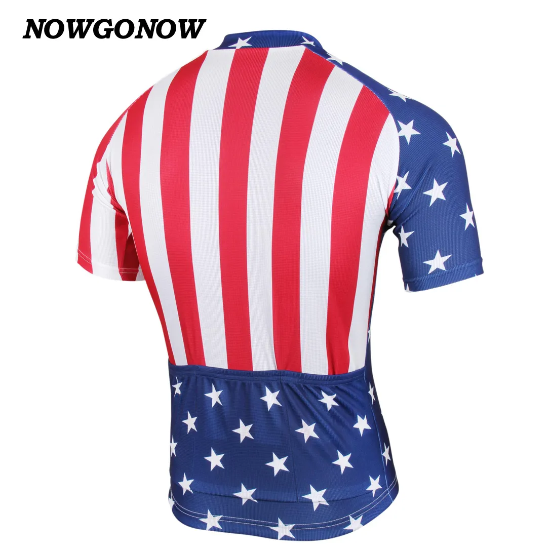 Mężczyźni 2017 Cycling Jersey USA Stany Zjednoczone Ameryka Flag Flag Rower nosza drużynę narodową letnią tops odzież na świeżym powietrzu Racing 2692