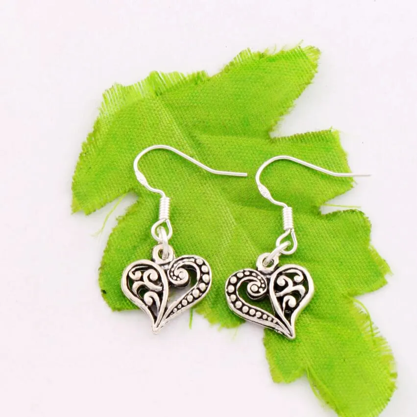 Half Flower Heart Dangle Chandelier Earrings 925 Silver Fish Ear Hook E919 13 2x31 5mm274l
