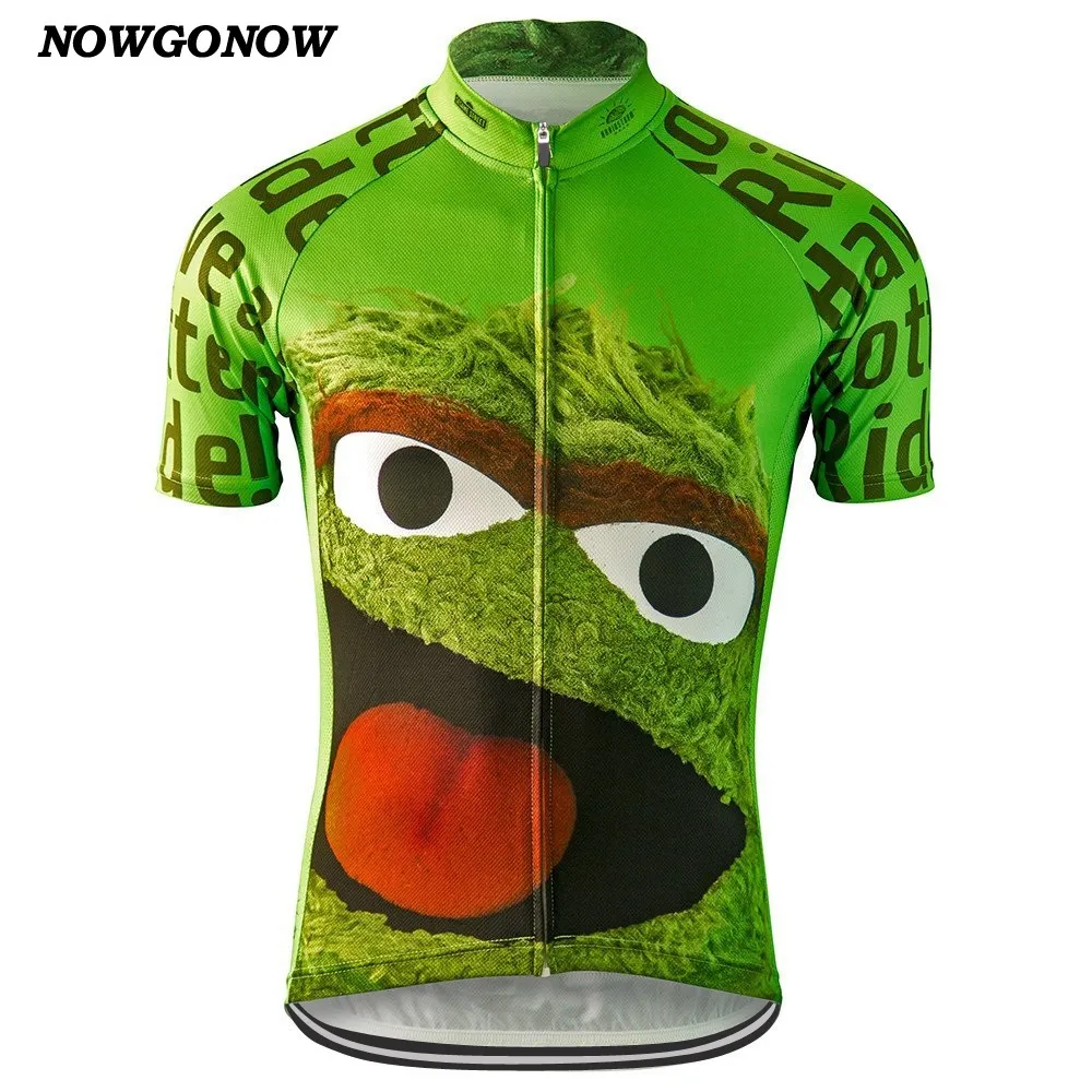 NowGonow Whole Men Cartoon 2017 Ciclismo Jersey Tops Roupas Bike Wear Mix Color Cartoon 10 estilo Full Zipper Cool Funny C257M