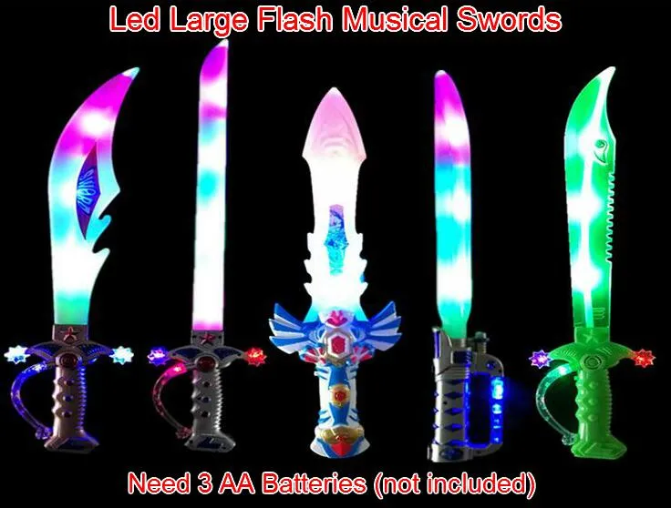 Free EMS Large LED Musical Flash Glow Sword Knife Costume Dress Up Props LED Light Flash Gravity Kids Toy Christmas Gift