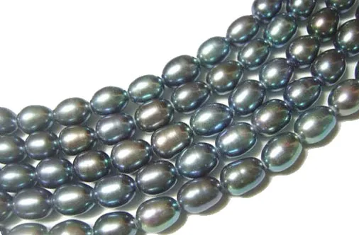 10 unids / lote arroz negro perla de agua dulce perlas sueltas para el regalo de joyería de moda de artesanía de bricolaje 15 pulgadas MP10