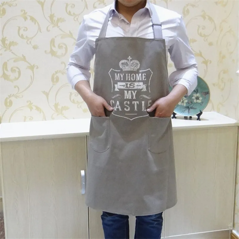 High quality Canvas Kitchen Apron Korean Waiter Aprons With Pockets Restaurant Home Cooking Tool Shop Art Work Apron