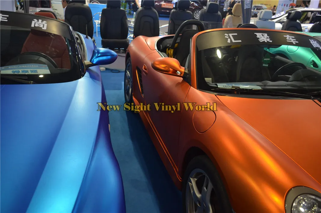 Premium Matte Satin Chrome Orange Vinyl Car Body Wrap Adesivo Adesivo Air GRATIS Auto Wrapping