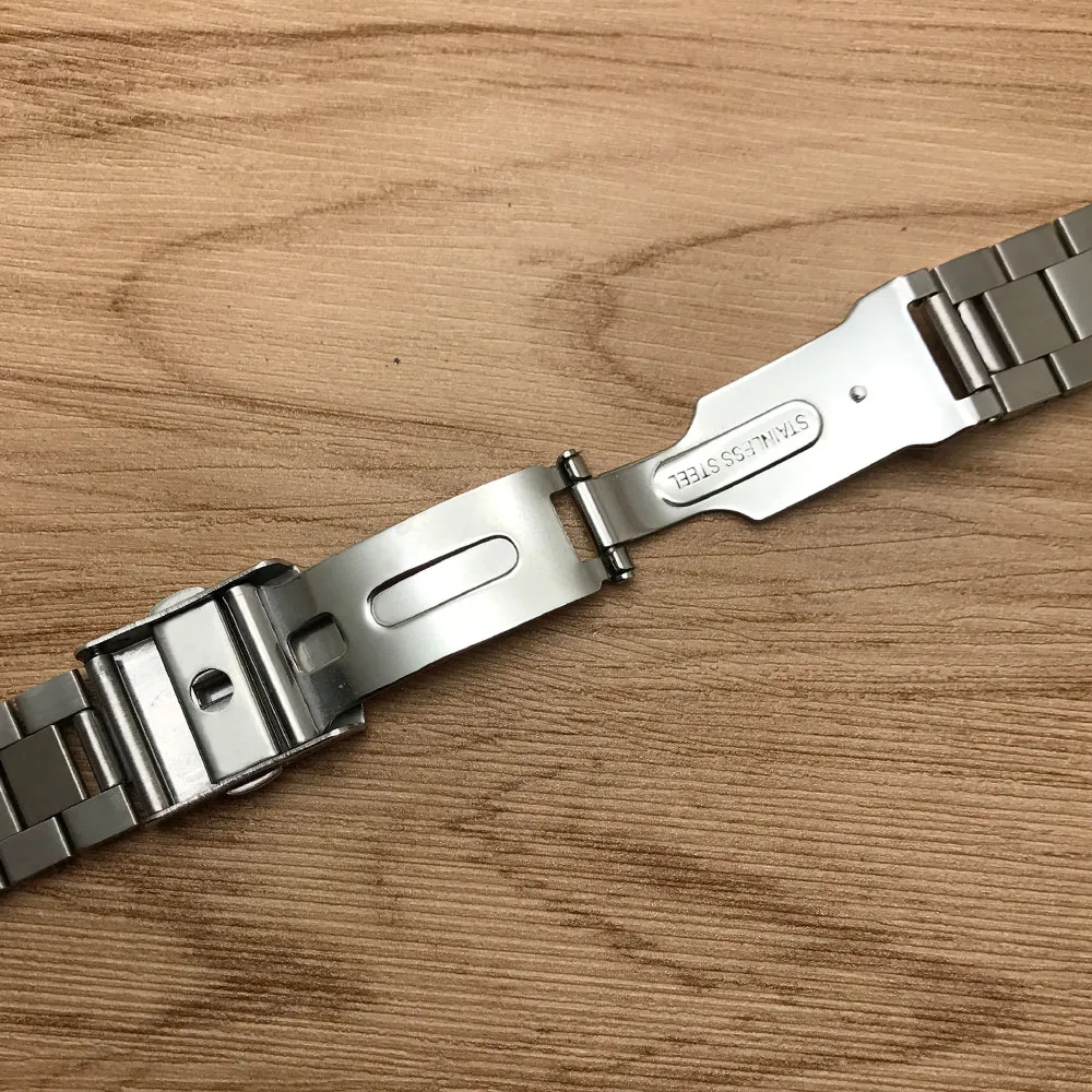 Jawoder Watchband 16 18 20 20 22mm Saf Katı Paslanmaz Çelik Pileştirme Fırçalanmış Saat Band Strap Dağıtım Toka Bilezikleri2898