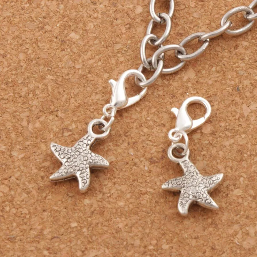 STAR STAR INFORMIS STARFISH STARFISH STARFISS 12 7x29 5 mm Antique Srebrne serce pływające klamry homarowe dla szklanego życia C123229F
