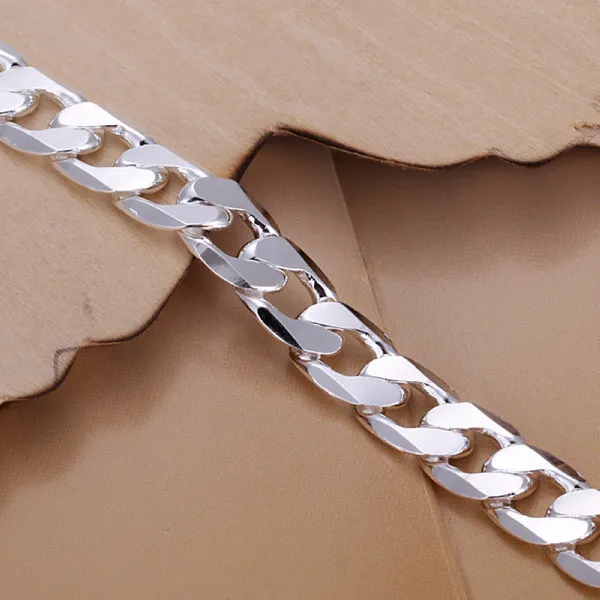 8M Sideways Sideways 925 Silver Link Chain Bracelets 20x0 8cm GSSB246 STERLIN