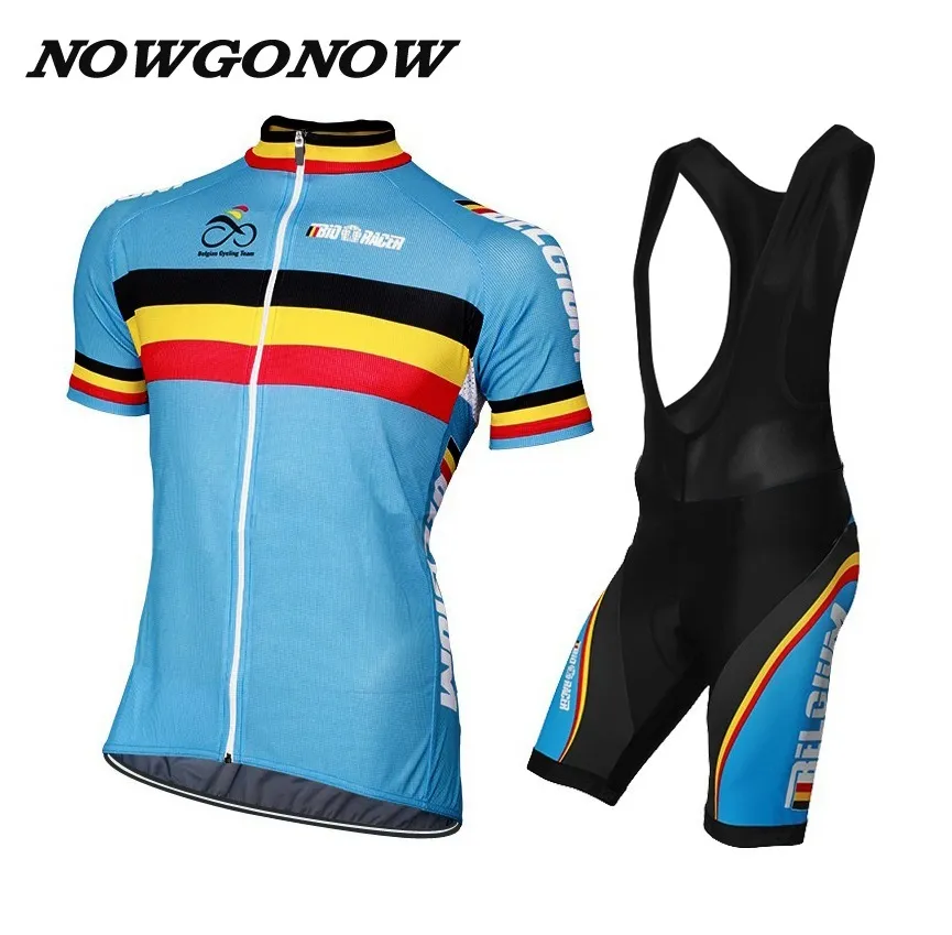 Kan anpassas retro belgien cykeltröja haklapp shorts män cykelkläder slitage nowgonow pro racing ropa ciclismo gel pad road 1810